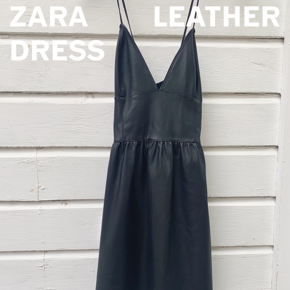 Zara Black Cross-Back Leather Dress